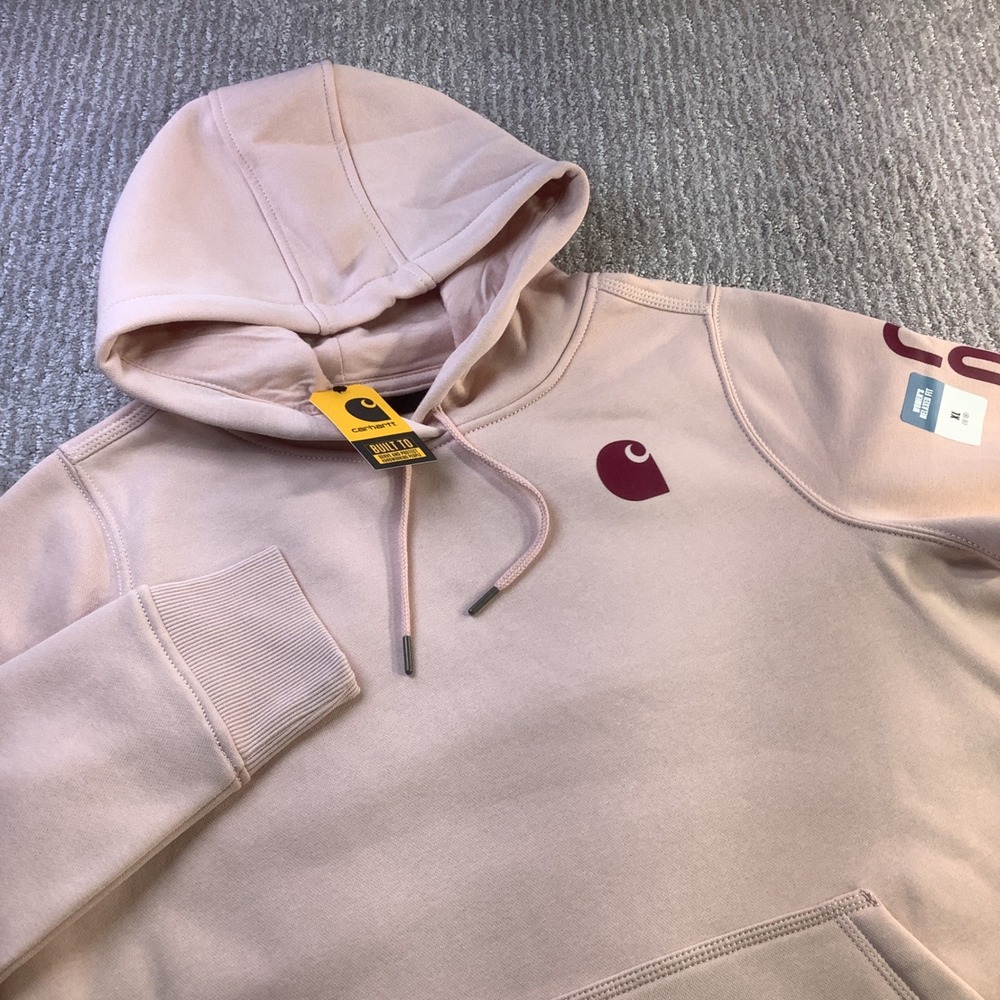 Carhartt Relaxed Fit Midweight Logo Sleeve Graphic Hoodie Sweatshirt Pink XL NWT